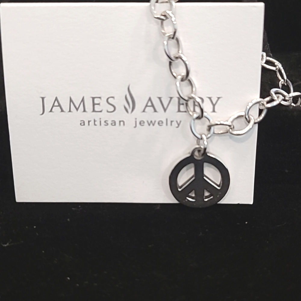 James Avery Sterling Silver  Retired Peace Symbol Charm With Large Bracelet 925